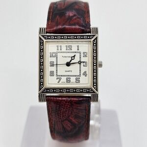 26MM Women's Watch White Dial Red Faux Leather Bands New Battery